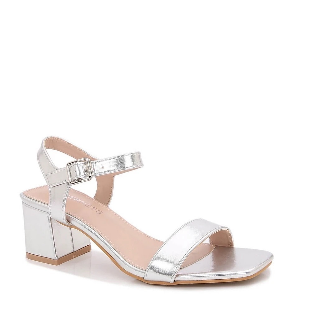 Berness Linda Silver Metallic Strappy Heeled Sandals Sz 8